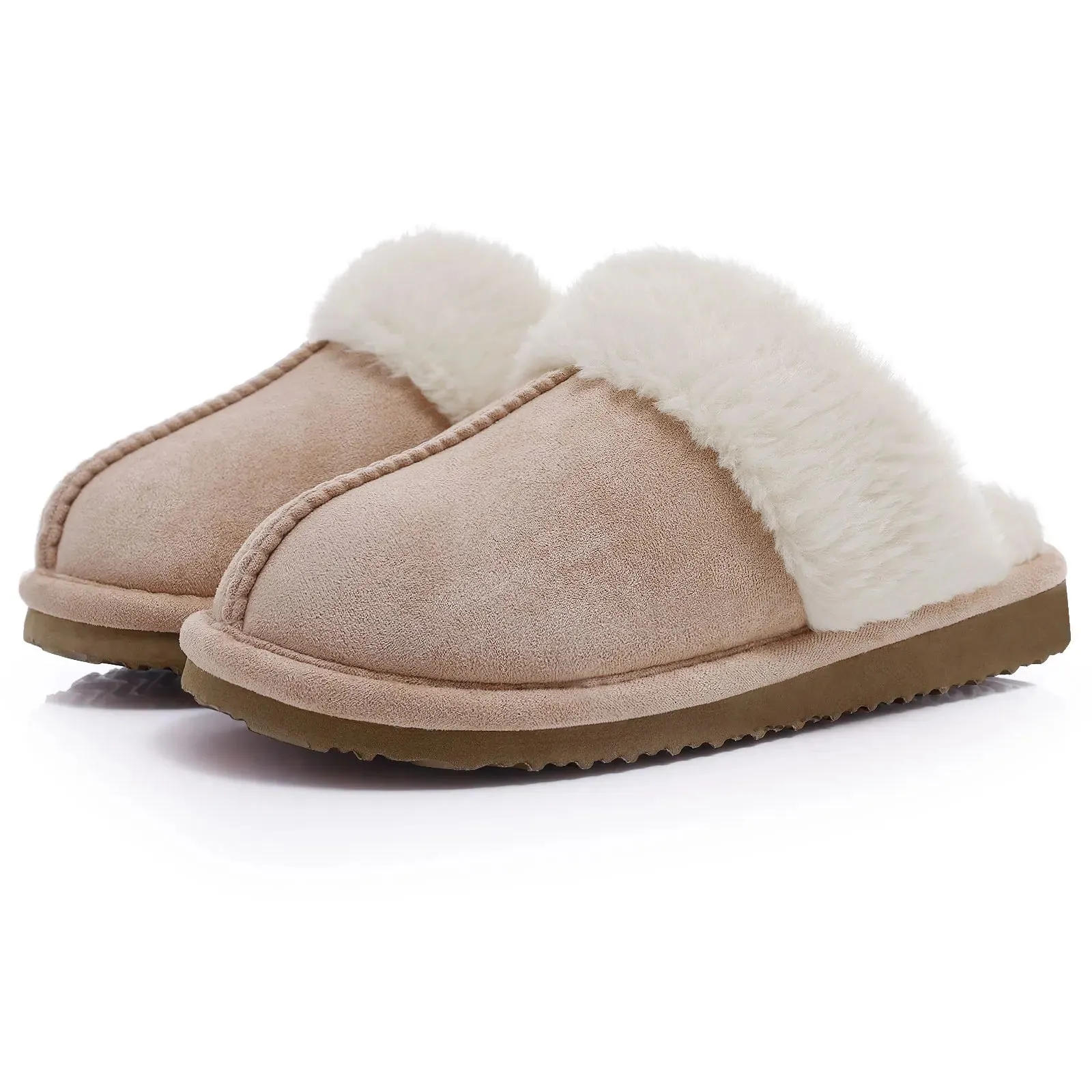 Shevalues Fashion Fur Slippers Women Fluffy Winter House Shoes Memory Foam Fuzzy Slippers Short Plush Slipper Indoor And Outdoor